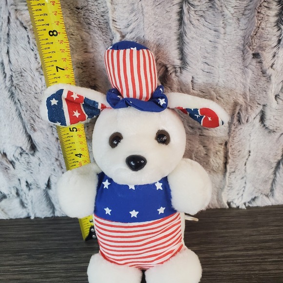 Patriotic Dog Plush Stars And Stripes Red White & Blue 7.5" Stuffed Animal Toy - Picture 2 of 6